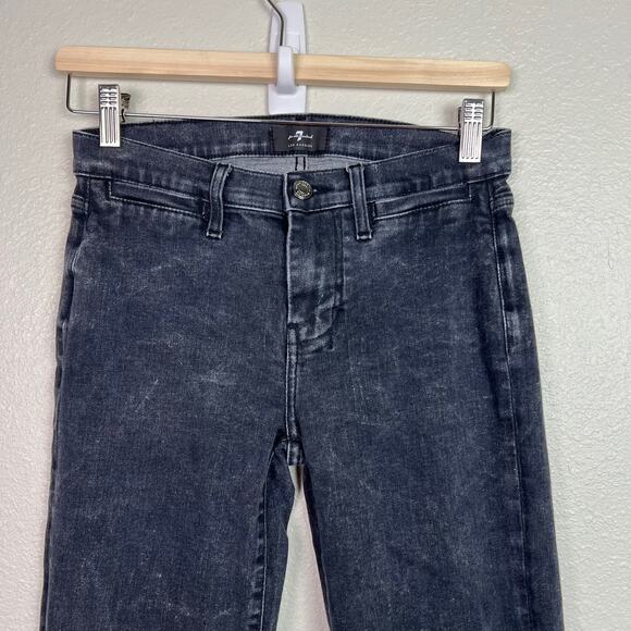 7 For All Mankind Dojo Jeans Women's Size 26 Black Wash Denim Flare Stretch - Picture 2 of 12